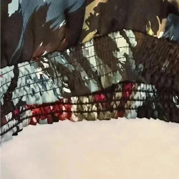 Fred David Top Blue Pattern Tie Neck Balloon Sleeves Size Small EUC - Picture 3 of 6